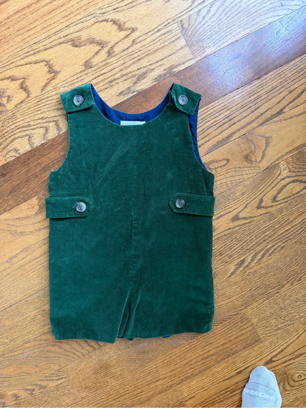 The Beaufort Bonnet Company Green Corduroy Button-Shoulder One-Piece